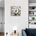 Woxfcart Living Room Flower Canvas Wall Art, White Floral Picture with Gold Decoration for Gray Bedroom Home Office Decor 24 x 24 Inch