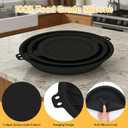 3 Piece Set Silicone Pan Protectors (Includes 8",10",12"), Pan Separators for Stacking Compatible with Hexclad, Tfal, All-Clad Nonstick Frying Pans and More, Cookware Protector, Dishwasher Safe, Black