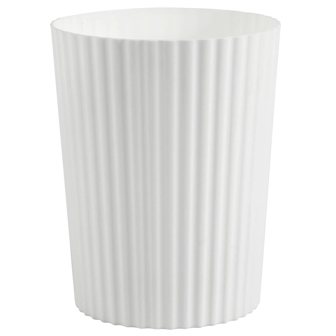 JiatuA Small Trash Can Plastic Wastebasket Round Garbage Container Bin for Bathroom, Kitchen, Bedroom, Home Office, College Dorm, White