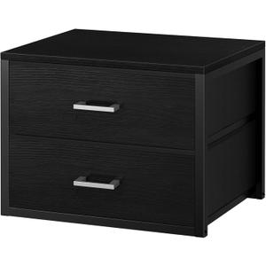 BOLUO Stackable Storage Drawers Closet Organizers and Storage Fabric 2 Drawer Dresser for Bedroom Office Black Modern (L(15.7"D x 21.1"W x 16.1"H))