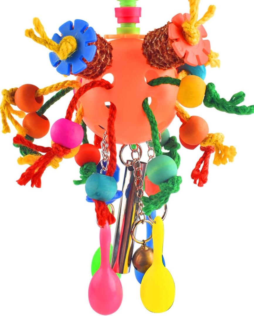 KATUMO Bird Toys, Parrot Toys Parakeet Foraging Shredder Hanging Toys Bird Ball Treats for Conure Mini Macaw Cockatiel Lovebird Small-Medium Birds