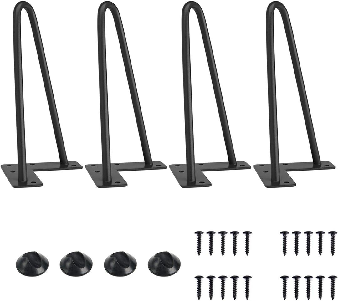 6 x SMARTSTANDARD 8 Inch Heavy Duty Hairpin Furniture Legs, Metal Home DIY Projects for TV Stand, Sofa, Cabinet, etc with Rubber Floor Protectors Black 4PCS