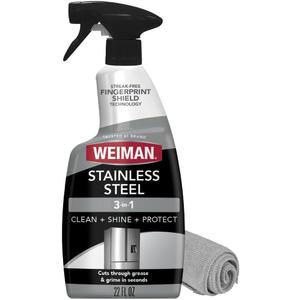Weiman Stainless Steel Cleaner & Polish, Anti Fingerprint Spray Stainless Steel Cloth, Water Spots & Grease, No Streaks or Residue, Safe for Metal Polish, Chrome, Appliances, Fridge, Sinks & Grills