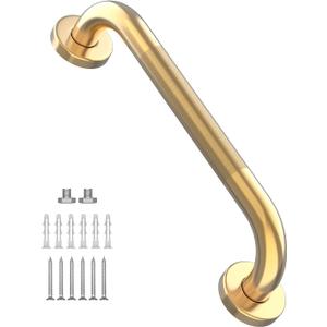 20 Inch Anti Slip Shower Grab Gold, Munzong Bathroom Grab Bar, Knurled Bathroom Balance Bar,Safety Hand Rail Support Handicap Elderly Injury Senior Assist Bath Handle