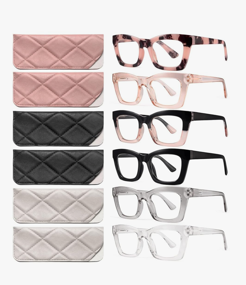 CCVOO Stylish Reading Glasses for Women, Eyeglasses, Blue Light Readers for Women, Computer Eye Glasses, Cheaters 6 Glasses