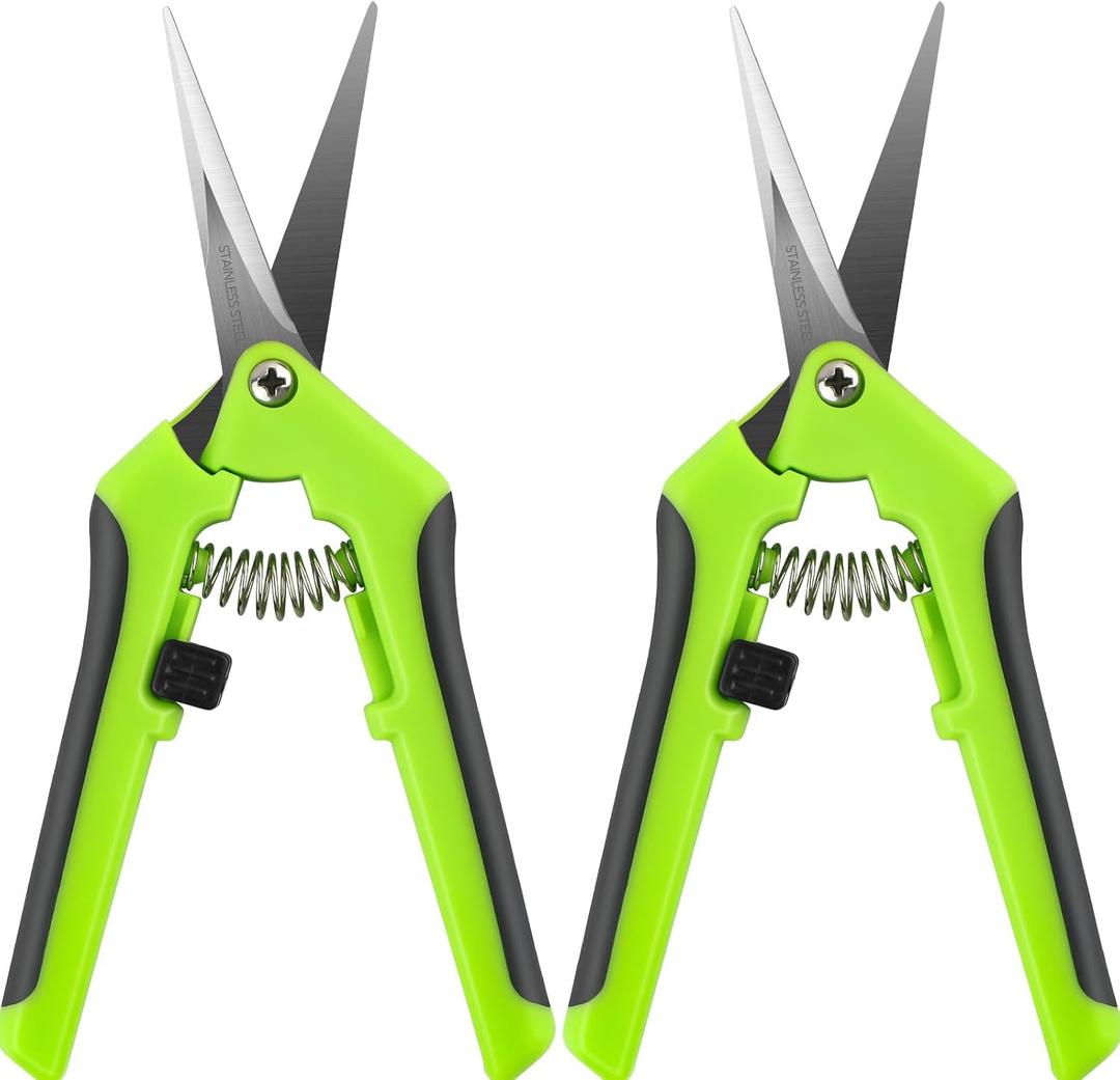 2PCS Ergonomic Spring-Action Scissors,Spring-Loaded Craft Shears with Stainless Steel Blades,Slide Lock,and Anti-Slip Grips,Heavy-Duty All-Purpose Craft Scissors,Arts and Crafts Scrapbooking Tool