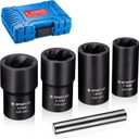 Spurtar 5 Pcs Lug Nut Removal Tool, 1/2 inch Drive Lug Nut Extractor Set Wheel Lock Removal Kit Bolt Extractor Kit for Removing Damaged, Rounded-Off Bolts, Rusted, Nuts & Screws-17mm,19mm,21mm,22mm