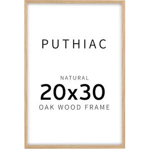 puthiac 20x30 Solid Oak Wood Picture Frame, 20 x 30 Poster Frames for Wall, Vertical or Horizontal, Plexi Front, 1 Pack, Natural Oak