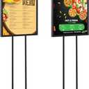 2 Pcs 18" x 24" Twin Pole Bulletin Sign Holder Floor Stand Heavy Duty Floor Standing Poster Display Stand Black Display Poster Holder with Rectangular Base for Outdoor Indoor Store Business