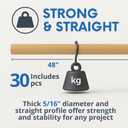 30PCS Bamboo Dowel Rods 5/16” x 48” Long – Round Wooden Dowels for Crafts DIY and School Projects Natural Unfinished Craft Wood Sticks for Crafting and Decor Smooth Surface