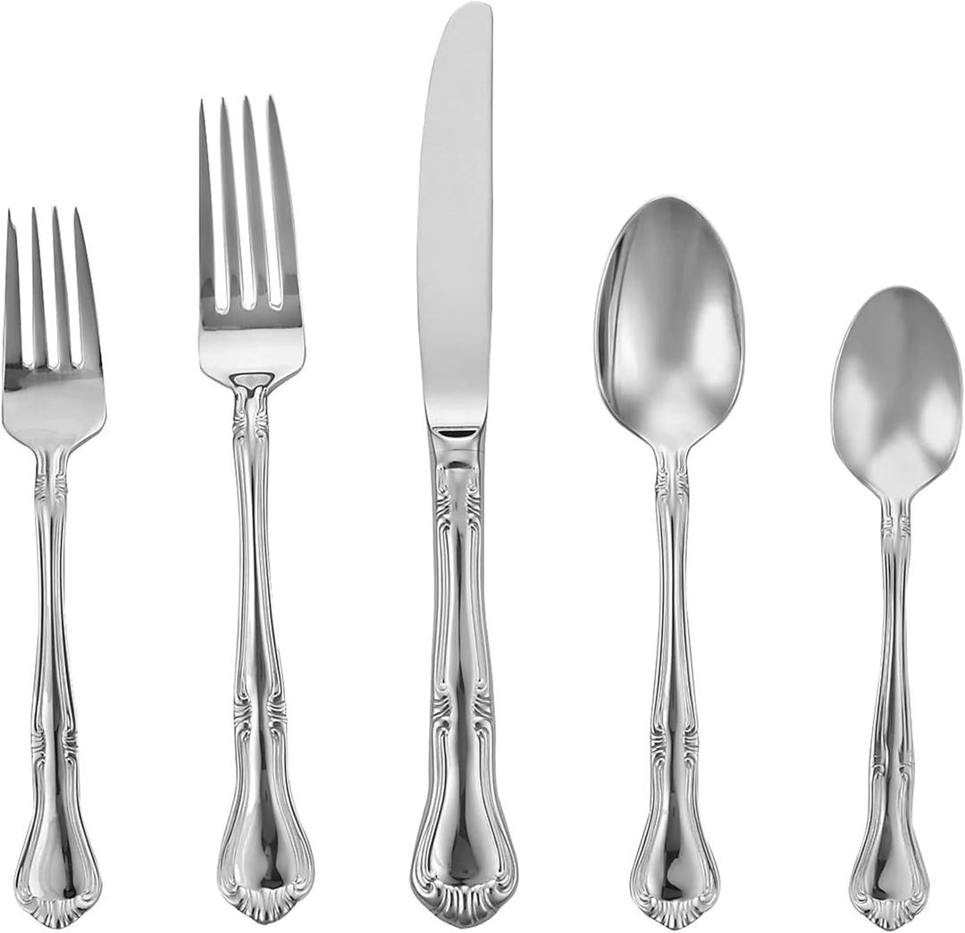 Gorham Valcourt Stainless Flatware 5 Piece Place Setting , Silver  