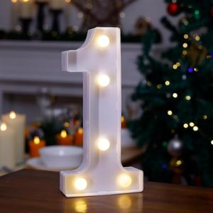 LED Marquee Sign Light Up Letters, Alphabet Light Up Letters Sign, Battery Powered LED Letter Lights for Night Light, Wedding, Birthday, Party, Christmas or Home Decor (Number 1)