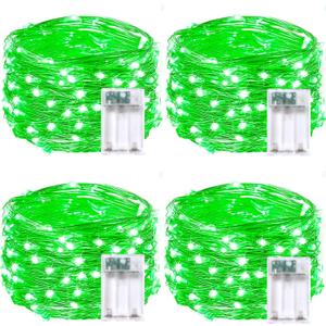 4 Pack 20FT 60LED Christmas Battery Operated Fairy Lights with Timer, Waterproof Battery String Lights Outdoor Indoor, Battery Twinkle Lights for Bedroom Wedding Birthday Party Christmas (Green)