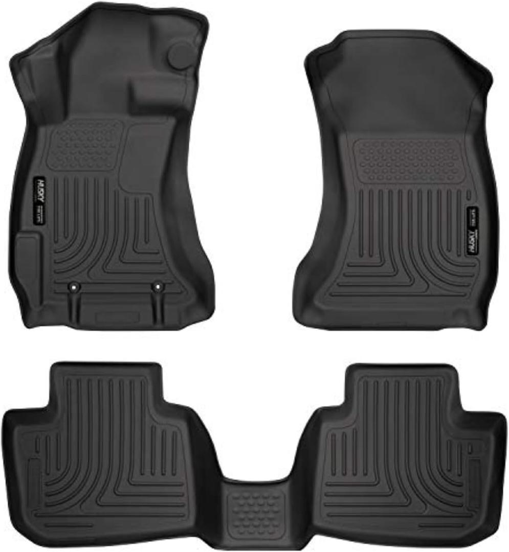 Husky Liners Weatherbeater Floor Mats | Fits 2016-2017 Subaru Crosstrek; 2012-2016 Subaru Impreza | Front & 2nd Row, 3-pc Black - 99801