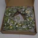 Sggvecsy White Daisy Wreath 24 Inch with Fake Silk Floral Green Eucalyptus Leaves and Lavender for Spring Summer Front Door Window Wall Wedding Farmhouse Festival Decor