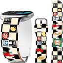 Holiday Watch Bands Compatible with Fitbit Versa 4 Bands for Woman,for Versa 3/Sense 2/Sense Bands Replacement Strap (Checkered Lucky Fortune)