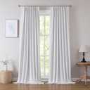 Kayne Studio White Full Blackout Linen Textured Pinch Pleated Curtains 90 inch Long for Living Room, Thermal Insulating Pinch Pleated Drapes for Traverse Rod and Track,40" x 90", 9 Pin Hooks, 1 Panel