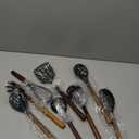 Silicone Cooking Utensil Set, Umite Chef 8-Piece Kitchen Utensils Set with Natural Acacia Wooden Handles,Food-Grade-Silicone Kitchen Gadgets Spatulas Set for Nonstick Cookware- Black