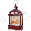 Eldnacele Musical Snow Globe Lantern with Timer, Lighted USB/Battery Operated Swirling Singing Water Glittering Snow Globes Lantern for Adults and Kids Christmas Decoration- Santa (3-red Asanta)