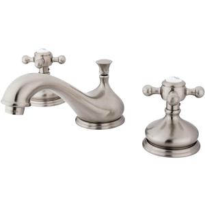 Kingston Brass KS1168BX Vintage Widespread Lavatory Faucet with Metal Cross Handle, Brushed Nickel,8-Inch Adjustable Center