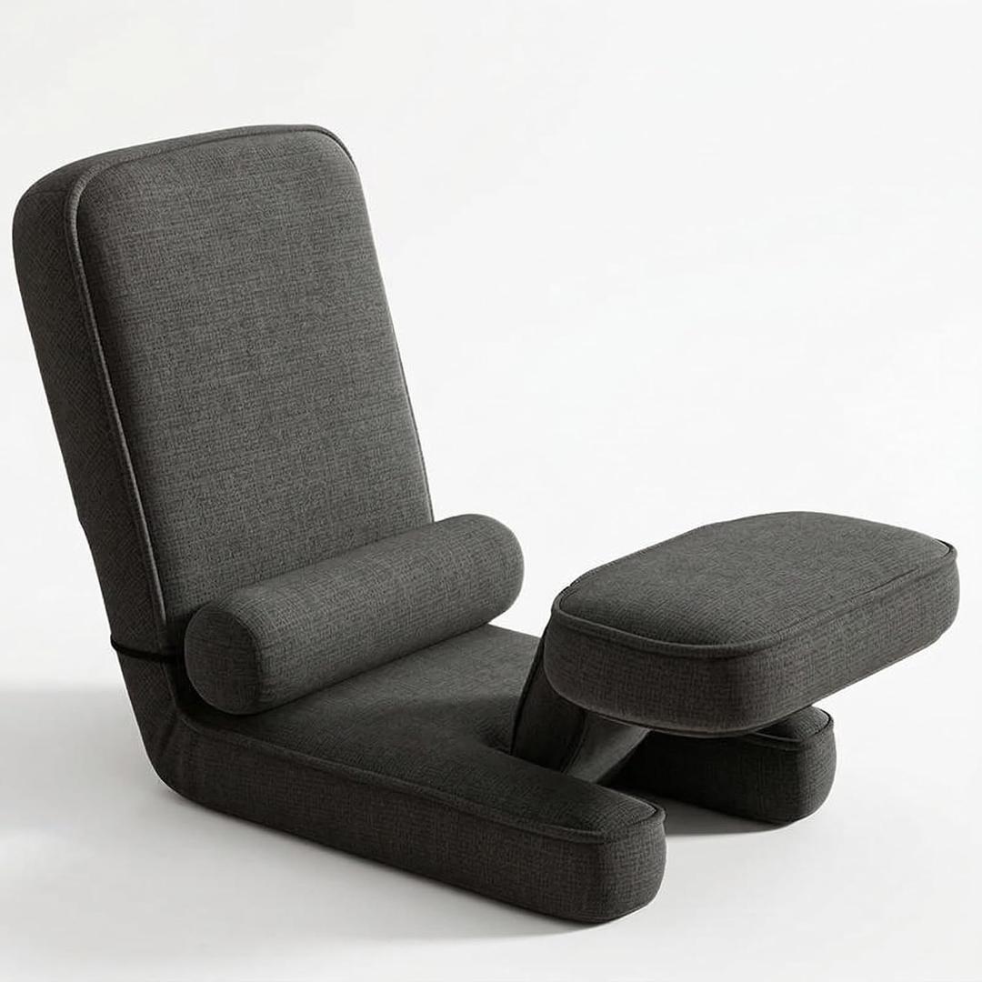 Ergonomic Small Sofa Chair, Tatami Bed, Adjustable backrest Chair, Lazy Sofa, Bedroom Computer Chair, Folding Lounge Chair (Dark Gray), 12.6 X 12.6 X 24.4 Inches