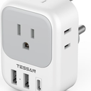 South Africa Plug Adapter 1 Pack, TESSAN Type M Power Adapter with 4 AC Outlets 3 USB Ports(1 USB C), Travel Adaptor US to Botswana Namibia Nepal Bhutan