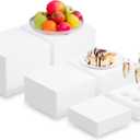 DreamShore Buffet Display Stands, Acrylic Food Risers for Party, White Display Risers for Buffet, Dessert, Wedding, Event, Birthday Party, 6''x7''x8'' (6 PCS)