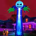 14 Ft Giant Halloween Inflatable Pumpkin Ghost with Rotating Blue Lights Outdoor Decoration Blow Up Pumpkin Ghost Halloween Decor for Yard Garden Lawn Holiday Party