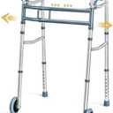 Medical King Walkers for Seniors Aluminum Lightweight Walker with Wheels, Adjustable Width and Height, Folding Walker for Elderly, Handicapped, Disabled 2 Wheels in Front