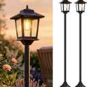 PASAMIC Outdoor Solar Post Lights, 2-Pack 63" Dusk to Dawn Solar Lamp Posts, Waterproof Floor Lamps, Warm White Pole Lights for Patio with Replaceable Bulb