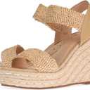 VICKIVICKI Women's Raffia Sandals Wedge Sandals Platform Chunky Espadrilles Wedges Comfortable Elastic sandals Women's Shoes Summer 2025 Sandals Natural Tan Khaki Size 8.5