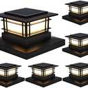 Dynaming 6 Pack Solar Post Cap Lights Outdoor, Fence Post Solar Lights Fit for 4x4 5x5 6x6 Vinyl/Wooden Posts, High Brightness Warm White SMD LED Lighting Decor for Garden Deck Patio