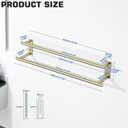 Alise Double Towel Bars for Bathroom Wall Mounted,24 InchSUS304 Stainless Steel Bathroom Towel Holder,Towel Hanger Towel Racks for Bathroom,Brushed Gold Towel Rod