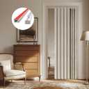 AJAZZ 100% Blackout Accordion Door Curtains Magnetic Door Curtain Blackout Curtains for Bedroom, Doorway Curtain Sets Included Tracks (1Panel, 43W x 79 L, Cream White)