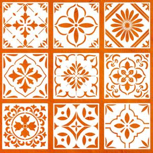 9-Pack 8x8 Inch Vintage Moroccan Style Stencils Set - Reusable Tile Floor Wall Stencils Templates for Painting Concrete, Tile, Patio & Home Decor