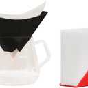 Pour Over Coffee Maker Set  Premium Non-Woven Filters 2 Color Portable Silicone Dripper, No Pre-Rinsing, Adjustable Flow Rates, Perfect for Home, Travel & Camping (Black/Red)
