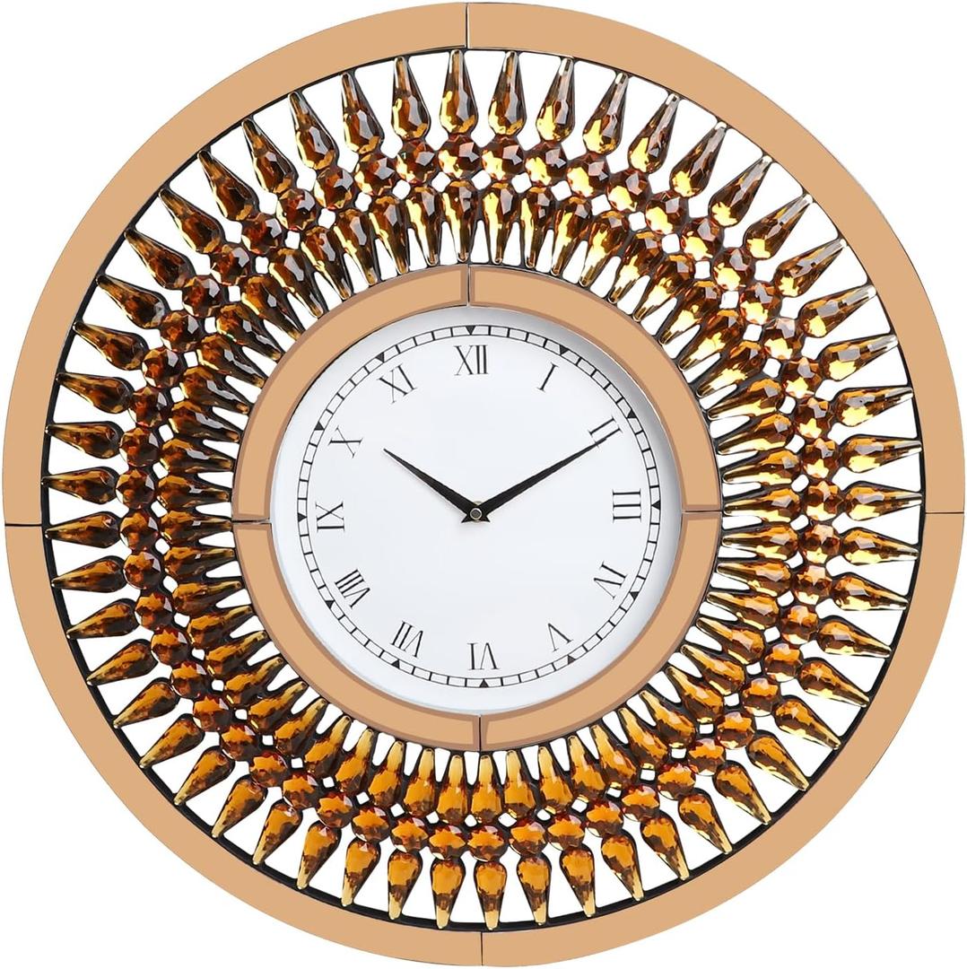 24 Inch Large Wall Clock Boho, Retro Roman Numeral, Silent Wall Clocks Non Ticking, Big Wall Clocks for Living Room/Home/Kitchen/Bedroom/Office Decor, 60cm Vintage Wall Clock