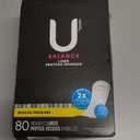 U by Kotex Balance Wrapped Panty Liners, Regular Length, 80 Count (Packaging May Vary) (One Size)