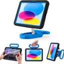 Kids Case for iPad (A16) 11th/10th Gen 10.9'' 2025/2022,Adjustable Portrait/Landscape Stand/Drop Proof with Handle,Child Friendly Case for iPad Air 11 (M3/M2) 2025/2024 (BlackBlue)