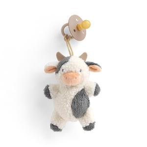Itzy Ritzy Pacifier & Lovey Set - Natural Rubber Pacifier with Stuffed Animal Lovey - Detachable Plush Cow Binky Holder & Coordinating Natural Rubber Binky, Ideal for Ages 0-6 Months (Cow) (1 Count (Pack of 1))