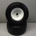 13x6.50-6 Tire and Wheel, 13x6.5-6" Flat-free Lawn Mower Tires, 3-6.5 Centered Hub, 3/4" or 5/8" Bearing, Universal Fit Garden Tractor Front Wheels, 4 Ply, V-Turf Pattern, 2 Pack (13x6.50-6 Flat Free (Turf Tread))