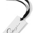 50Pcs Elegant Name Cards for Table Setting with Satin Ribbon, 3.54 * 1.6inch Thick Table name cards, Hanging Gift Tags for Wedding Dinner Banquet Party Tables Setting Supplies (Black)
