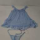 Avidlove Women's 2 Piece Mesh Sheer Floral Lace Babydoll Slip Dress Nightgowns and Thong Lingerie Set (Large, Light Blue)