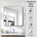 KOCUUY Silver Bathroom Mirror, 30x30 Inch Bathroom Mirror for Over Sink, HD Tempered Glass, Anti-Rust Brushed Silver Frame, Rounded Corner Modern Design for Bathroom, Hang Horizontal/Vertical