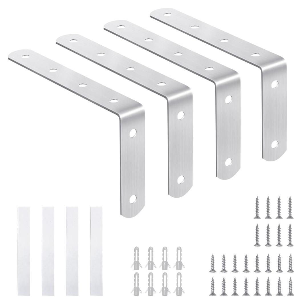 furniture anchors anti-tip baby proofing: Safety Straps Kit for Dresser Secure 400 lbs Bookcase to Wall Cabinet Wall Anchor 4 Pack (Brushed Nickel)