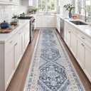 zesthome 3x14 Runner Rug Non Slip,Washable Hallway Runner Rug,Blue