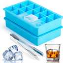 2 Pack Ice Cube Trays, ZDPMK Silicone Easy Release Flexible Molds 15 Ice Cubes Tray for FreezerCocktailWhiskeyReusable & BPA Free (Blue)