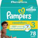 Pampers Swaddlers Diapers, Size 3 (13-26 lbs), 78 Count, Absorbent, Keeps Baby Dry and Comfortable, Skin Safe Disposable Baby Diaper 