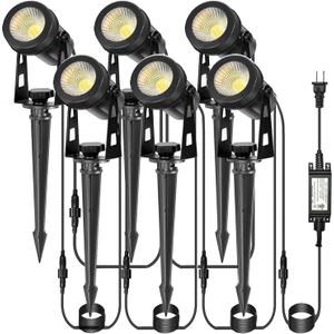 CPLIRIS Outdoor Landscape Lighting, LED Spot Lights Kit for Garden, Yard, House, Lawn, Tree, Flags, Fence Use, Warm White 2700k-3300k, IP67 Waterproof & Connectable - 6 Pack