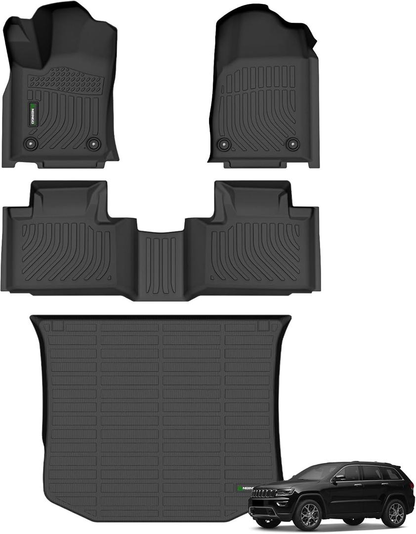 ANBINGO-Floor Mats & Cargo Liner for 2016-2021 Grand Cherokee/Grand Cherokee WK 2022 2023 (Not for L) All Weather Grand Cherokee Floor Liner Trunk Mat TPE Accessories